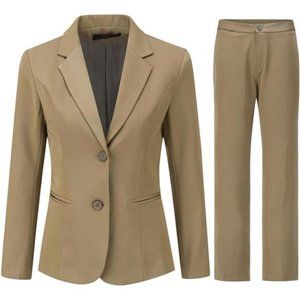 Women's Business Suit Set 2 Piece Pantsuit Solid Slim Fit Blazer and Jacket